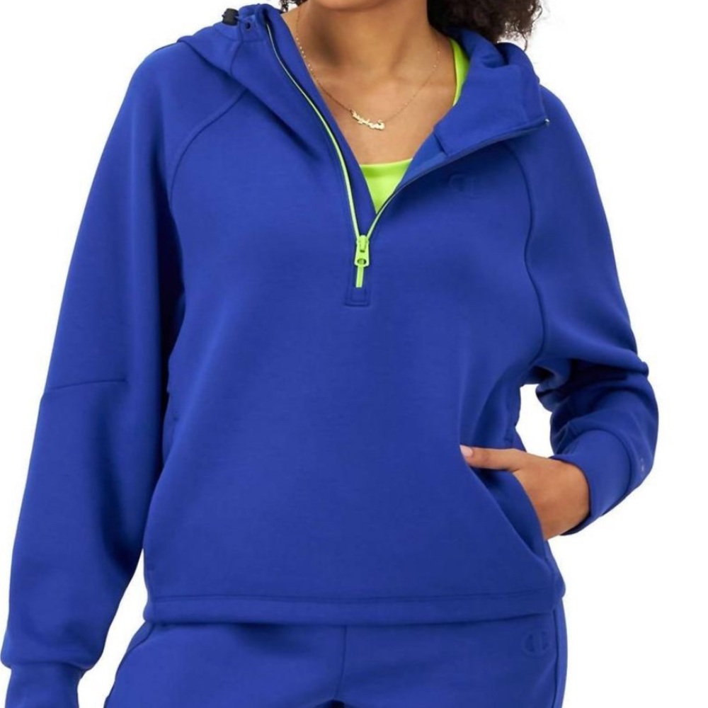 Champion - Women's Flex Hoodie. Cobalt blue with lime green trim L. NWT